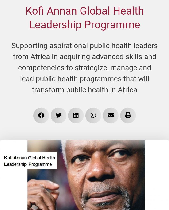 Apply Now: Kofi Annan Global Health Leadership Programme 2022 | African Union Commission