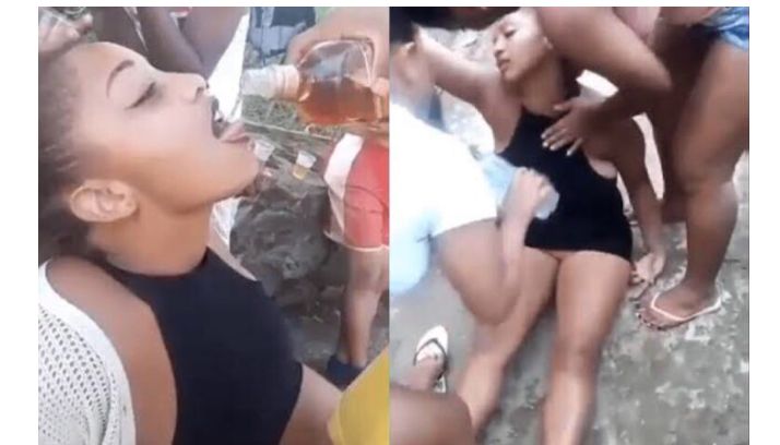 Lady Fighting For Her Life After Drinking A Whole Bottle Of Red Label (Spirit)