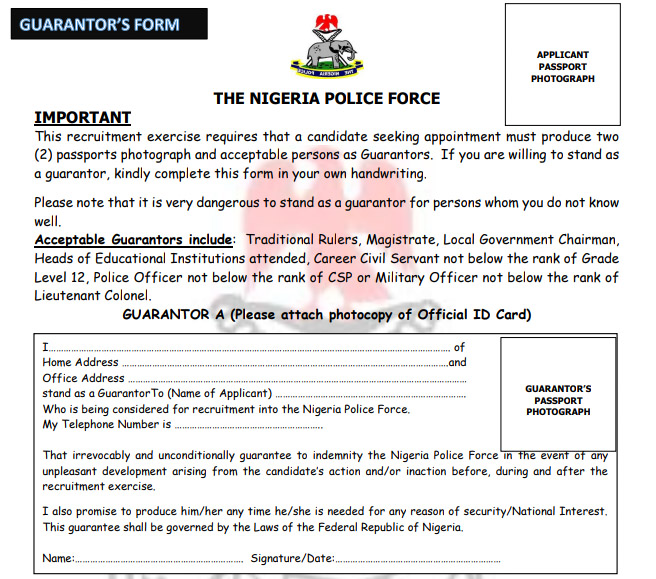 Online Nigeria Police Recruitment Form