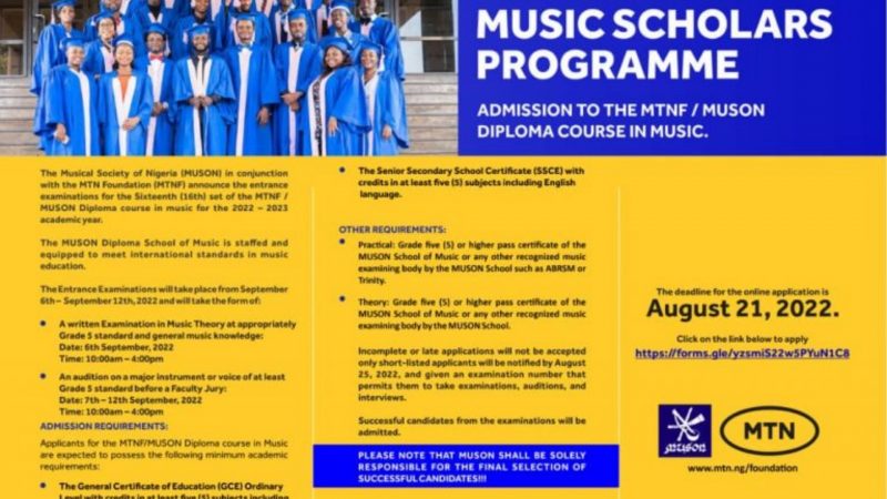 www.muson.org MTNF/MUSON MUSIC Scholars Programme 2022/2023 for Nigerians