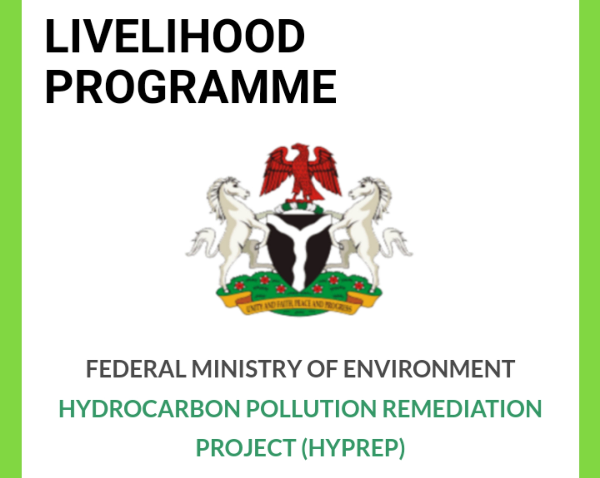 Livelihood Programme 2022 – Hydrocarbon Pollution Remediation Project (HYPREP)