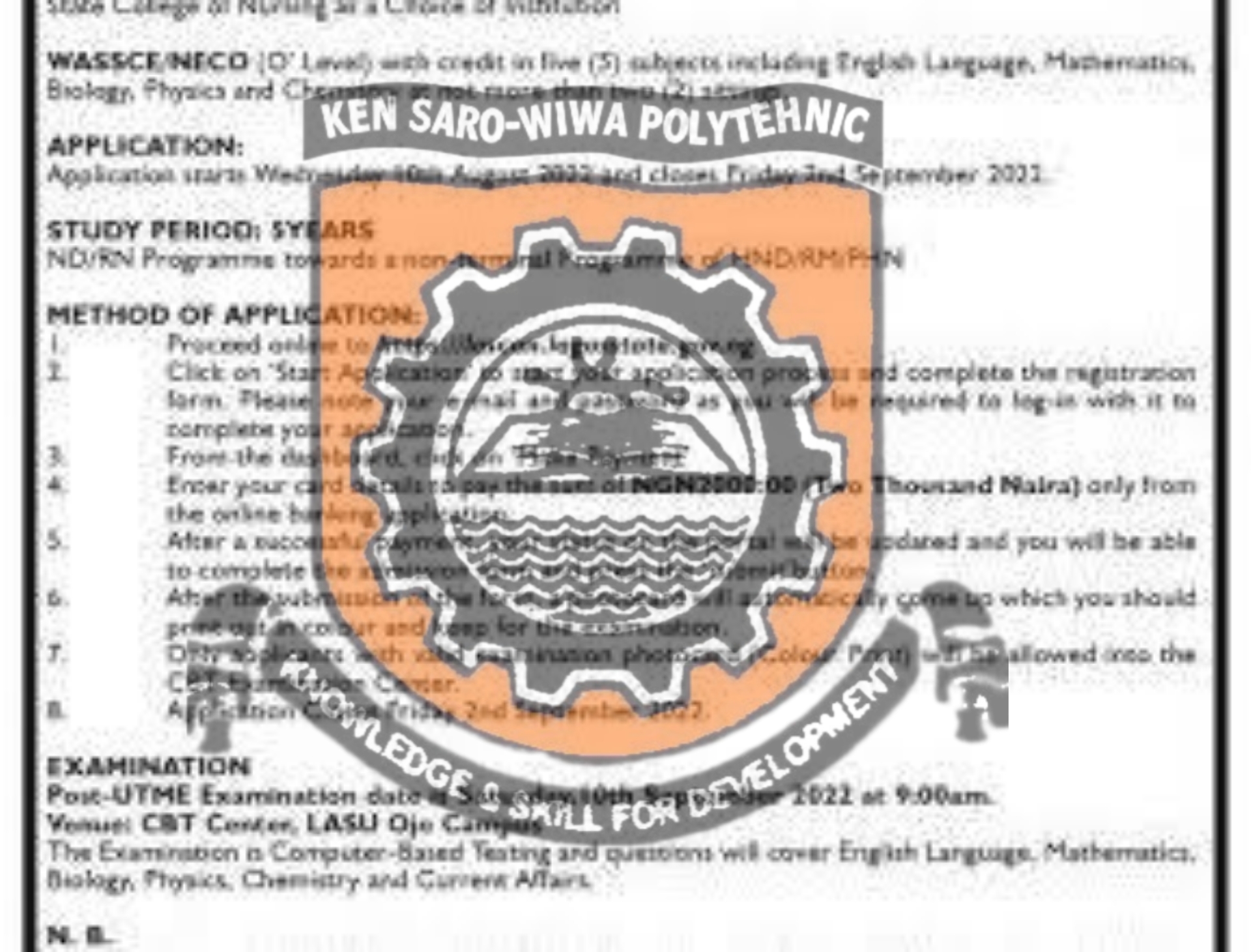 Kenule Saro-Wiwa Polytechnic Recruitment 2022 August, Careers & Job Vacancies | How To Apply