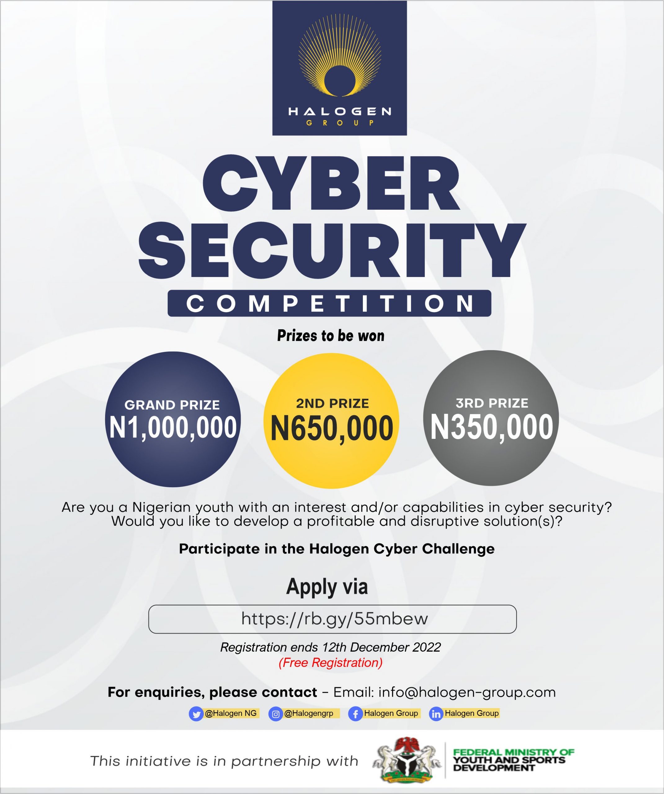 Link To Apply for Halogen Cyber Competition 2023