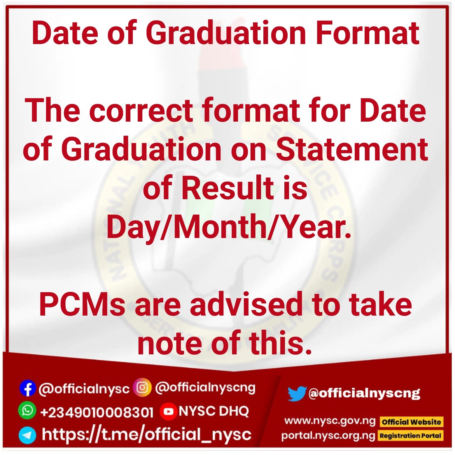 CORRECTION OF DATE OF GRADUATION