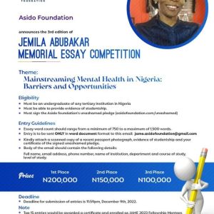Link To Apply for Jemila Abubakar Memorial Essay (JAME) competition 2023