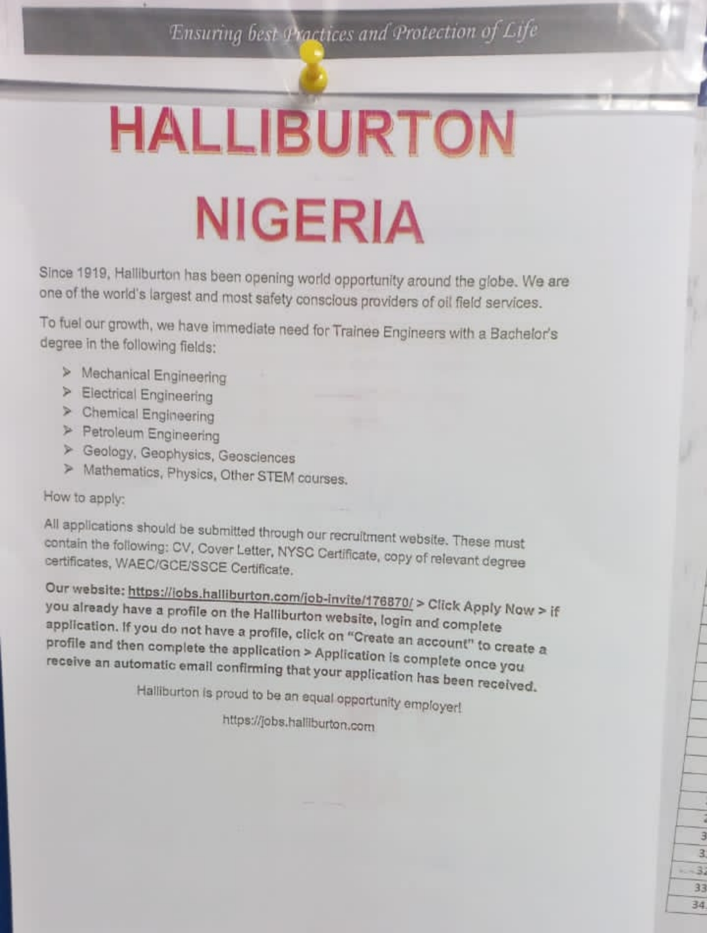 Halliburton Nigerian Recruitment